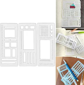 Handmade Flexible Record Template, Planner Stencils Set, Planner Stencil Set for Dot Grid Journals, 3 Pack Reusable, Drawing & Lettering Templates for Journaling, Calendar, Scrapbooking & DIY Craft Supplies