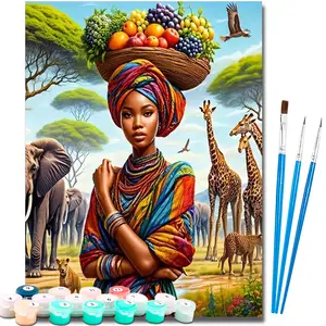 Paint by Numbers Kit for Adults Beginner,African Women Easy Adult Paint by Number Kits on Canvas DIY Painting for Surprise Gift Home Wall Decor 16x20 Inch