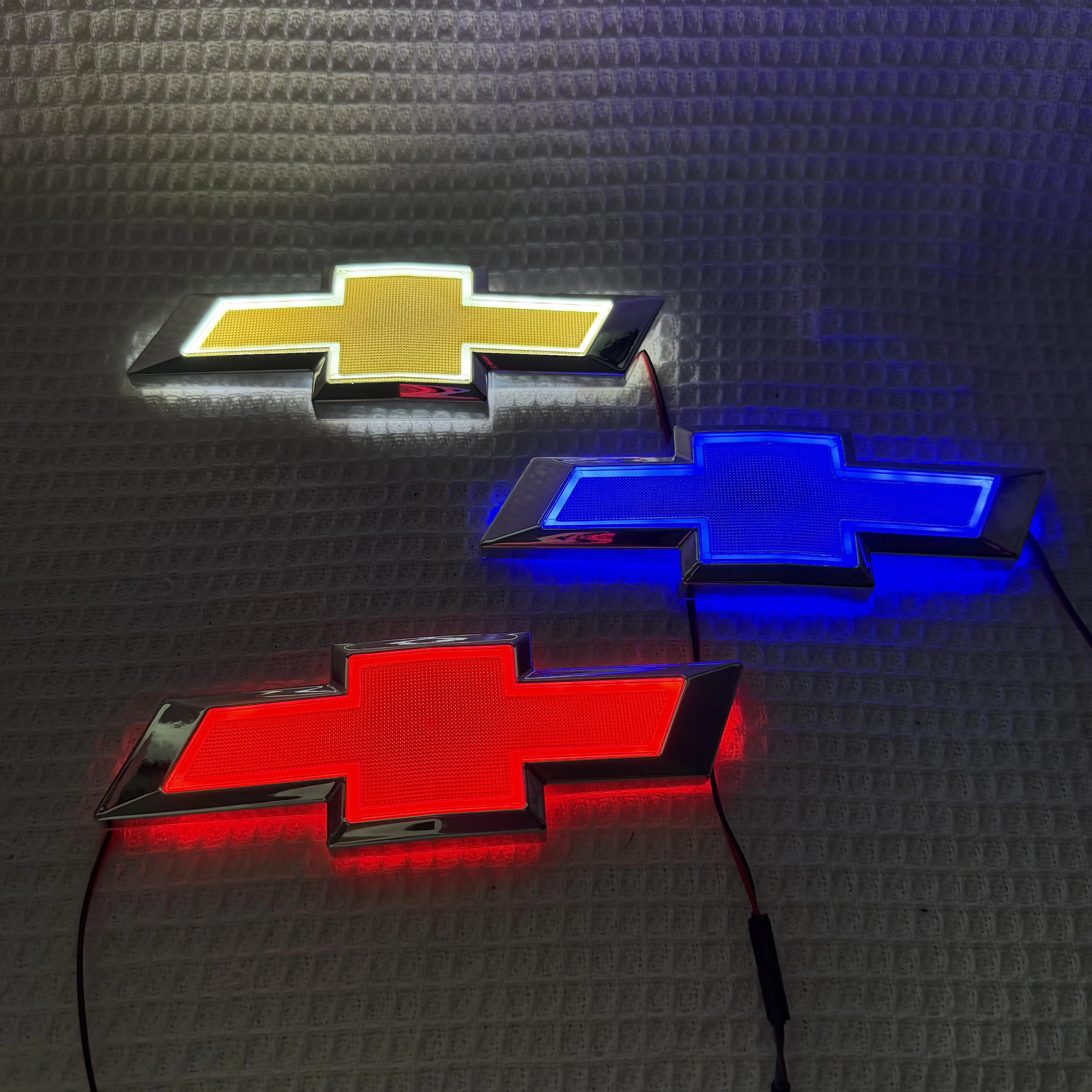 5D Cold-Light LED-Post-size Illuminated Car Emblem Lights - Exterior Decoration Accessories for Chevrolet Cruze, Malibu, Apex, Captiva, Aveo, Lova (Front & Rear Compatible)