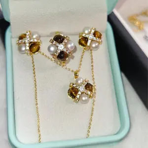 Set96 freshwater pearl ring with earrings and pendant