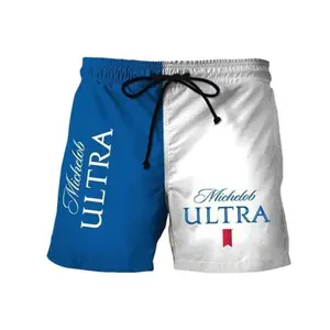Michelob Ultra Swim Trunks – Beer Lover Summer Beach Shorts, Lightweight Quick Dry Swimwear for Men, Casual Pool Party Beachwear Vacation Outfit