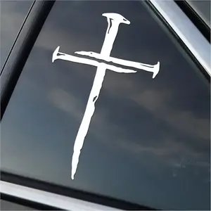 2 PCS Christian Cross of Nails Vinyl Sticker – Waterproof Removable Decal for Laptop, Water Bottle, Car, Van, & Window – Indoor and Outdoor Use – Easy Application