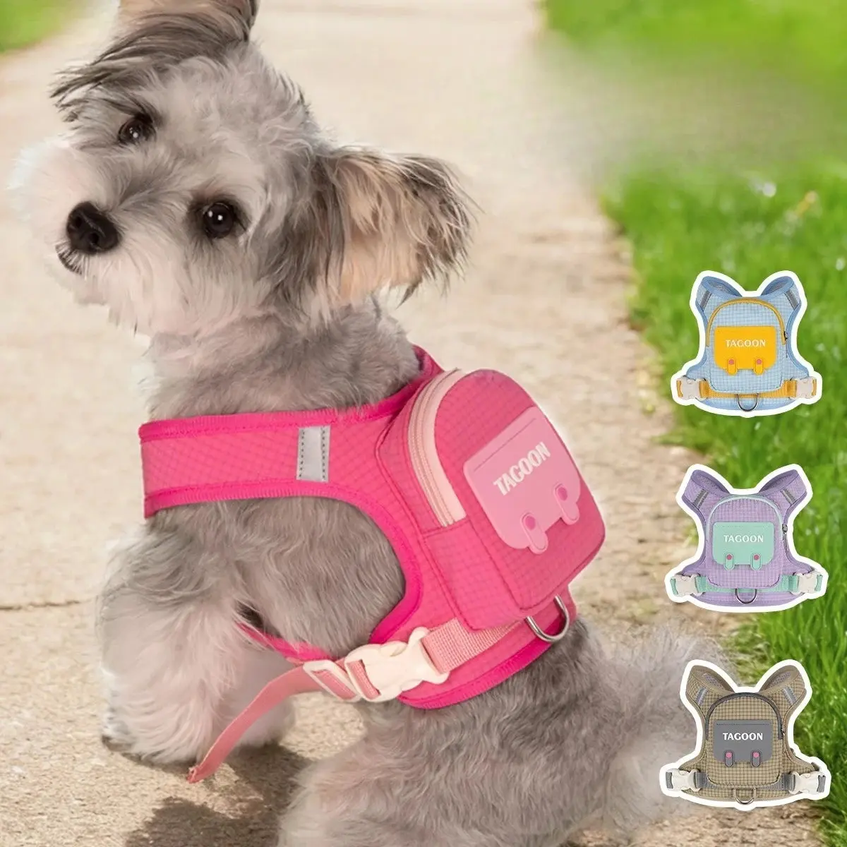 Paws & Treats Dog Hiking Saddlebag Backpack Harness Pack - Plaid Design, Hands-Free Pet Hiking Gear, Multi-Size for Small/Medium Dogs