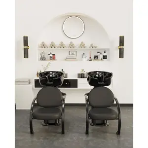 Baasha Professional Shampoo Bowl & Chair Set - Deep Ceramic Sink & Heavy-Duty Hair Wash Station