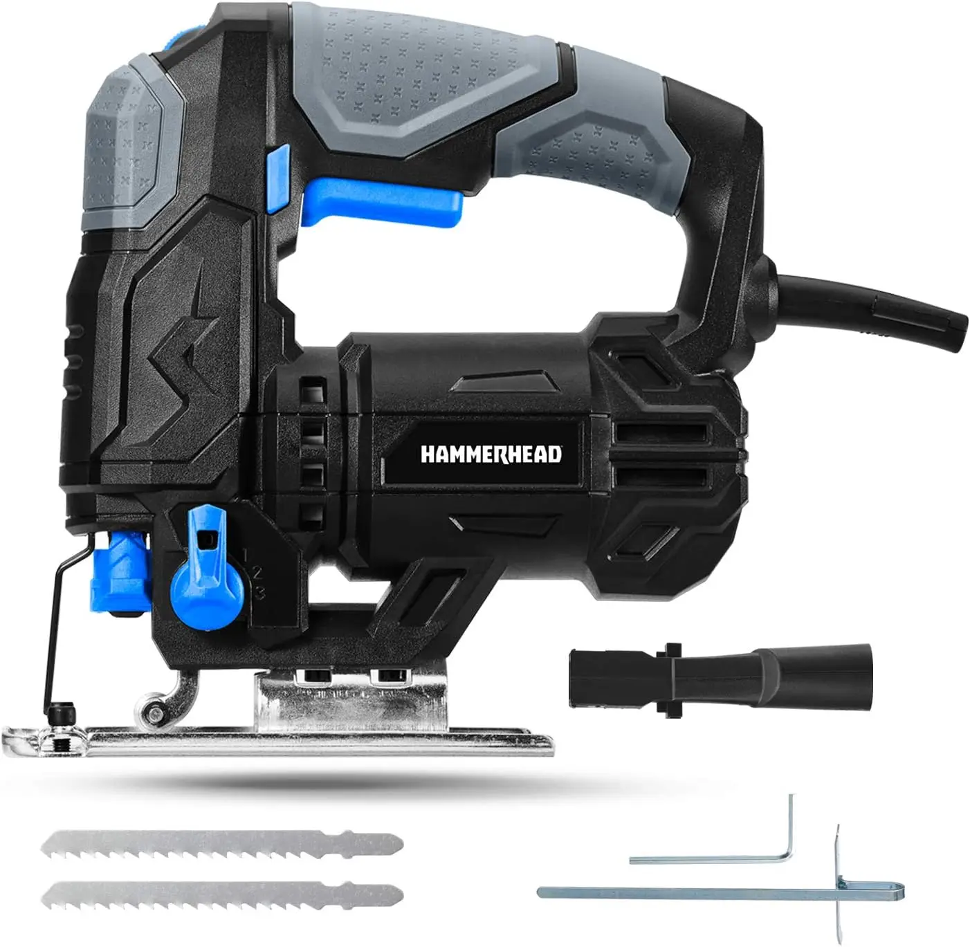 4.8-Amp 3/4 Inch Jig Saw with 2pcs Wood Cutting Blades, Variable Speed and Orbital Function - HAJS048