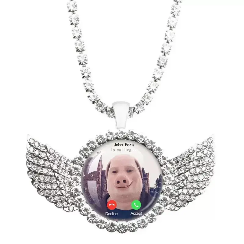 Novelty John Pork Calling Necklace Humorous Pig Meme Phone Pendant Fashion Chain Jewelry for Pig Enthusiasts