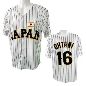 2025 Men's baseball jersey Ohtani #16 Japan Sewing embroidery big size Fashionable baseball uniform Retro sports shirt summer Outdoor sports short sleeves Striped baseball jersey Black White Couple style Cheap High Quality Accept mixed wholesale
