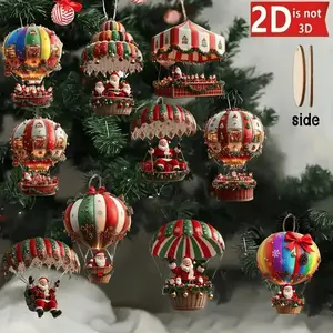 10pcs/20pcs Christmas Santa Decoration Set, Creative Wooden Ornament with Rope, Tree Decor, Holiday Party Hanging, Home & Outdoor