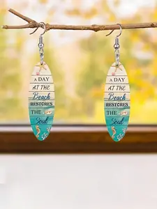 Beach Themed Acrylic Earrings, Surfboard Shape Pendant Earrings, Summer Beach Party Jewelry Gift for Women