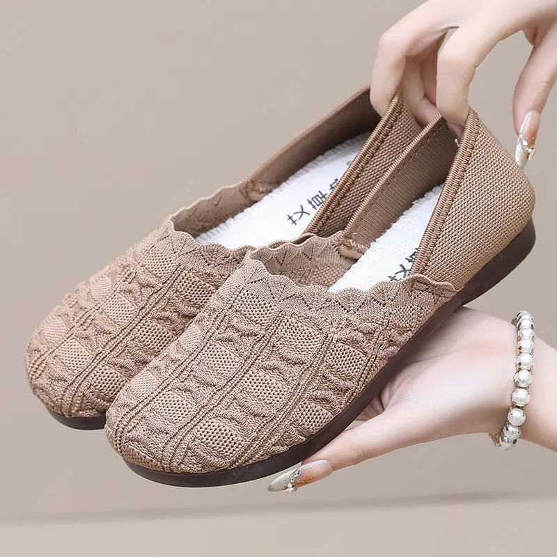 Women's Minimalist Black PU Slip-On Shoes, Comfortable Round Toe Loafers with Cloud-Like Feel for All-Day Work Wear, Fabric, Cloth, Casual Wear, Walking, Plain, Breathable, Knit, Elegant, Ankle, Feminine Loafers, Flat Round Toe, Soft Sole Flats