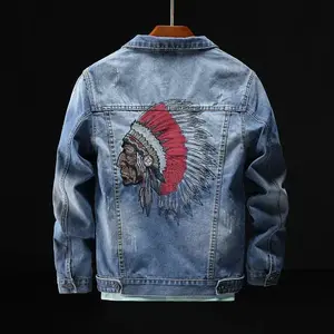 2025 Men's Spring Embroidered Denim Jacket Men's Fashion Denim Coat Versatile Street Jacket Top