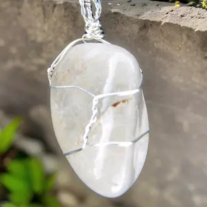 Lemurian Quartz Crystal Wire Wrapped Necklace