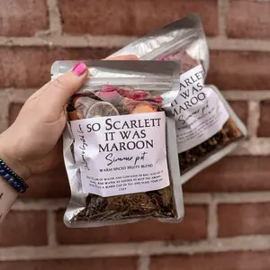 Juliana's Crystal Cave So Scarlett it was Maroon Simmer Pot Bag for Aromatherapy and Relaxation