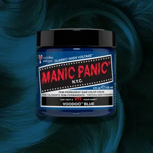 MANIC Voodoo™ Blue Classic Semi-Permanent Hair Color - 4oz Dark Cyan Blue with Green Undertones, Vegan, PPD-Free, Conditioning Haircare Product (Ideal for Lightening Blonde Locks)