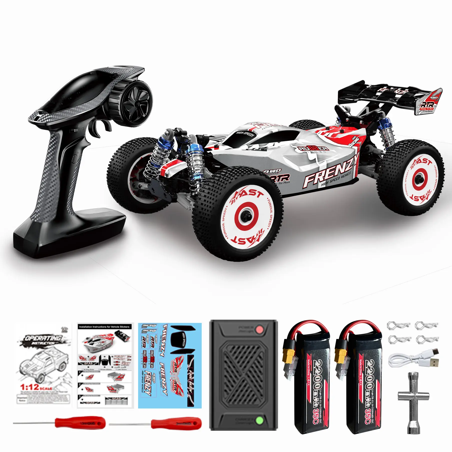 HOSHIPLAY N517C Brushless Motor RC Truck - 1:12 Scale 4WD 4x4 Offroad High-Speed RC Racing Car for Adults, Rechargeable 3S Cells Battery, Full Car Ball Bearings, Central Sealed Differential