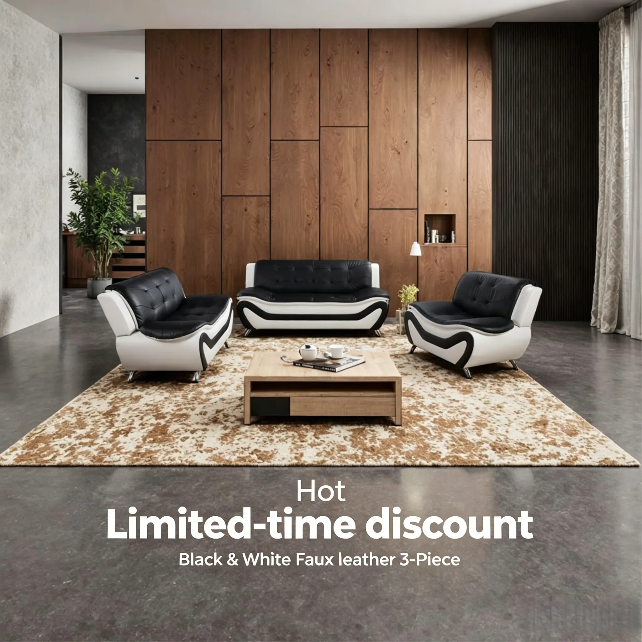 Leather & Faux Leather Sofa Set, Metal Legs, Easy Assembly for Living Room, Office, Living Room Sets, Sofas Living Room, Living Room Decor, Furniture Living Room