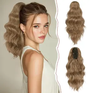 14" Ponytail Extension, Short Wavy Claw Clip in Ponytail Hair Extension Synthetic Hairpieces Black Layered Natural Fluffy Curly Drawstring Ponytail Hair Piece for Women humanhairwigs
