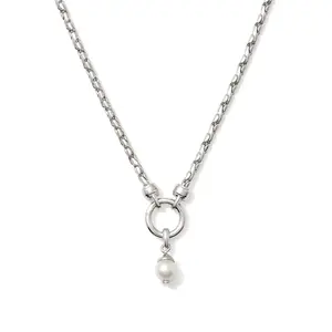 Kendra Scott Rhodium Over Brass Sawyer Chain Necklace - Silver/White Pearl