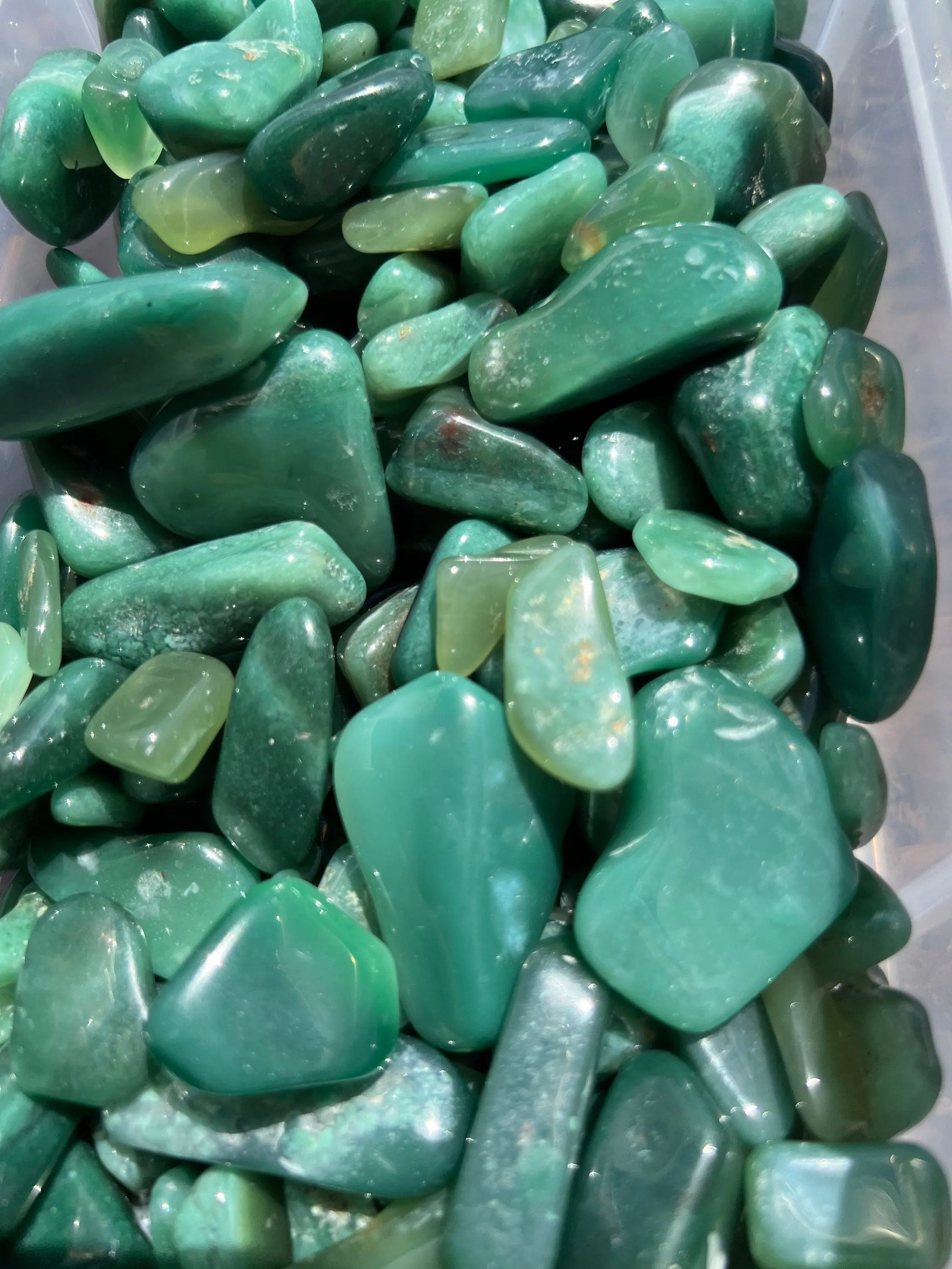 New Moon Beginnings Mtorolite Tumbled Stone Green with Smooth Surface
