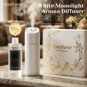 CoreFavor Waterless Essential Oil Diffuser（M60）with 120ml Oil, Portable Battery-Operated Cold Air Aroma Scent Machine, 4 Adjustable Intensity Levels, Quiet Diffuser for Bedroom, Office, Bathroom&Car