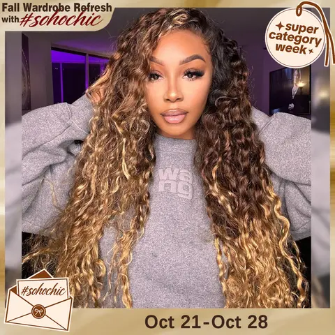 STERLY 200% Density 13x6 Lace Ombre Deep Wave Frontal Human Hair Wig Smooth HD Transparent Lace Front Wig 250% Density #P4/27 Highlight Deep Wave Wig #4 Chocolate Brown Wig #tiktokshopstockup