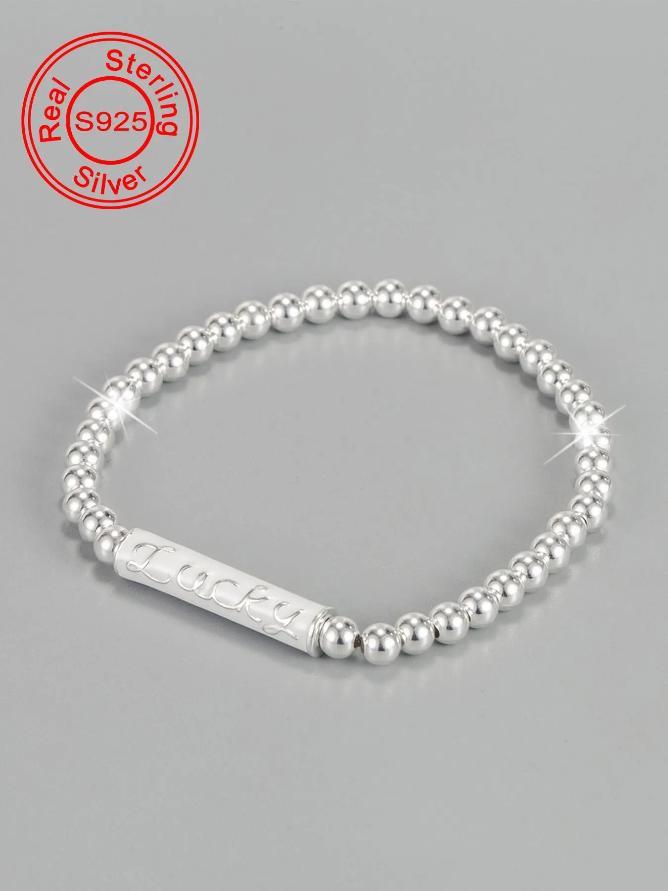 S925 Sterling Silver Beaded Bracelet, Fashionable Jewelry for Women & Girls, Trendy All-match & Exquisite Jewelry for Birthday Gift