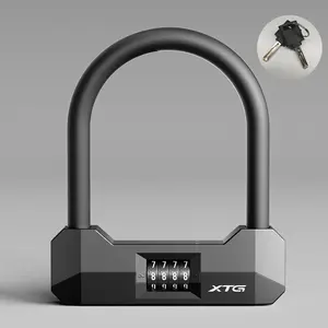Heavy Duty U Lock Vehicle Gate Security Anti Theft Accessory Supply 4 Digit Resettable Combination Password Recovery 10000 Codes Double Deadbolt No Key Needed High Security Durable Reliable Universal Lock for Daily Commute Outdoor Parking Long Term S