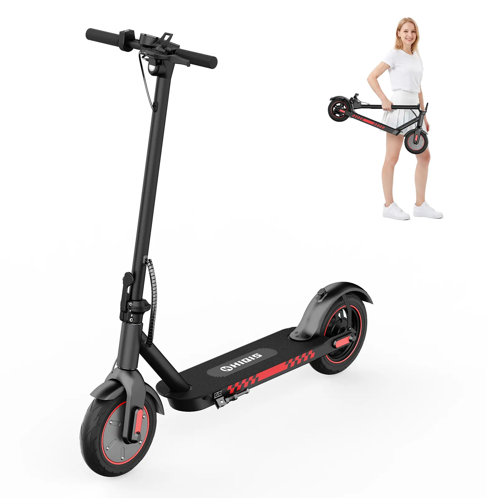 D9 MAX High-Speed Electric Scooter - 10-Inch Solid Tires, 350W Powerful Motor, 16-21 Mi Range, 25 MPH Top Speed, Dual Brakes, LED Lights, Smart App Control, Foldable Aluminum Alloy Frame