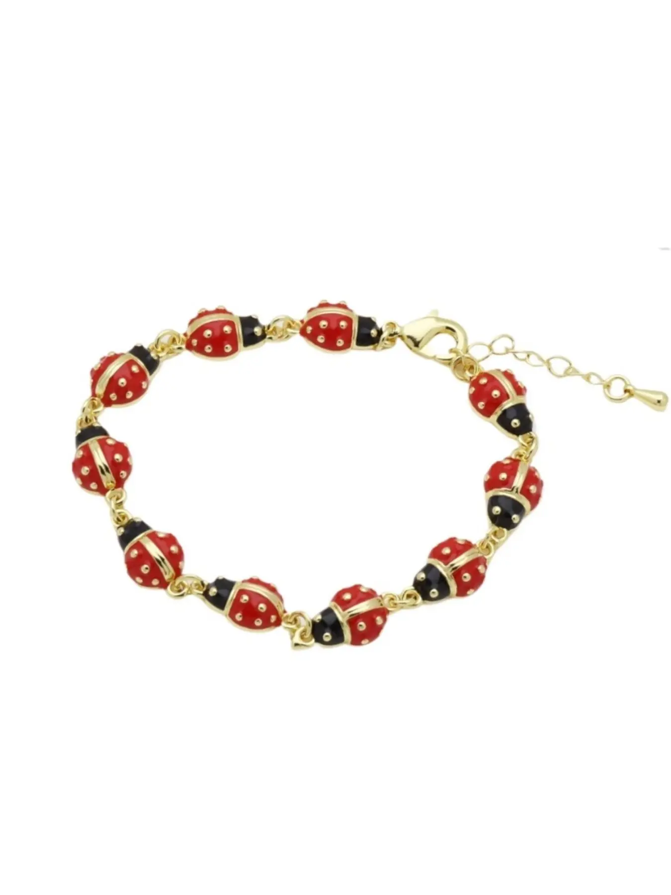 Women's Ladybug Bracelet, Y2K Style Bug Accessory, Quirky and Cute Design, Perfect Daily Wear, Hand Chain Jewelry, Casual Trendy Jewelry, Trendy Bangle, Copper Bracelets, Fashionable Bracelet Style, Fashionable Creative Bangle