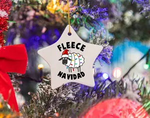 Fleece Navidad Ornament, Funny Christmas Tree ceramic Ornament