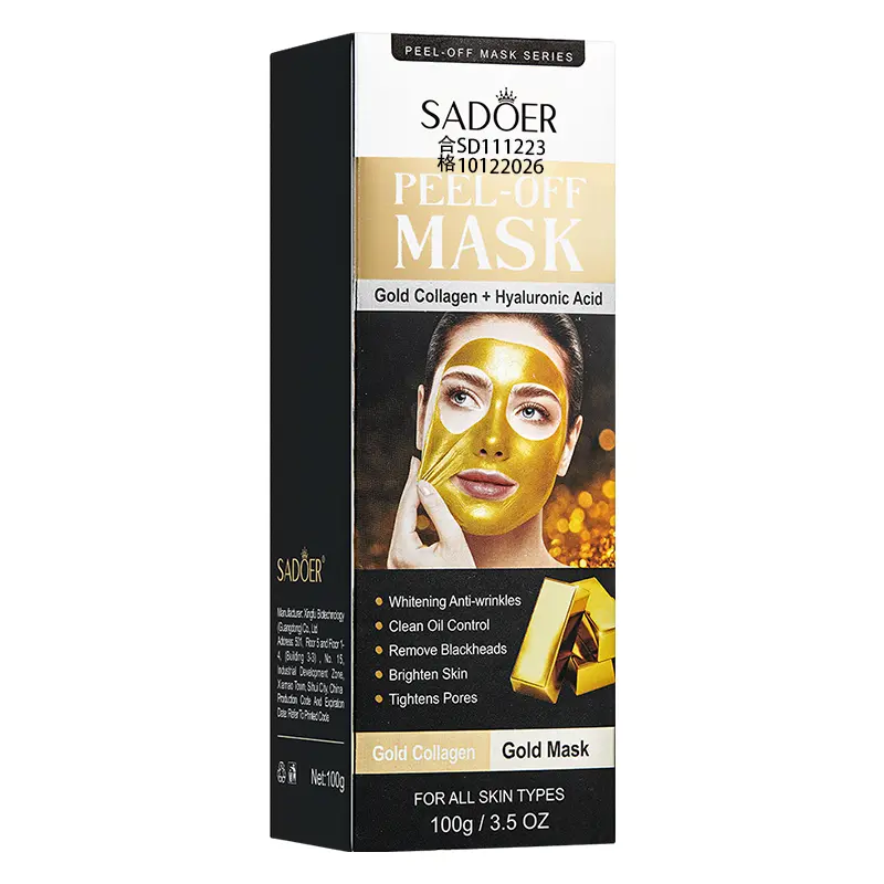 Gold Collagen Peel-Off Mask 100g for Adults - Hydrating Face Care Product with Hyaluronic Acid, Deep Cleansing, Blemishes & Blackheads Remover, Oil Control, Pore Control, Refreshing Skincare for Female & Male