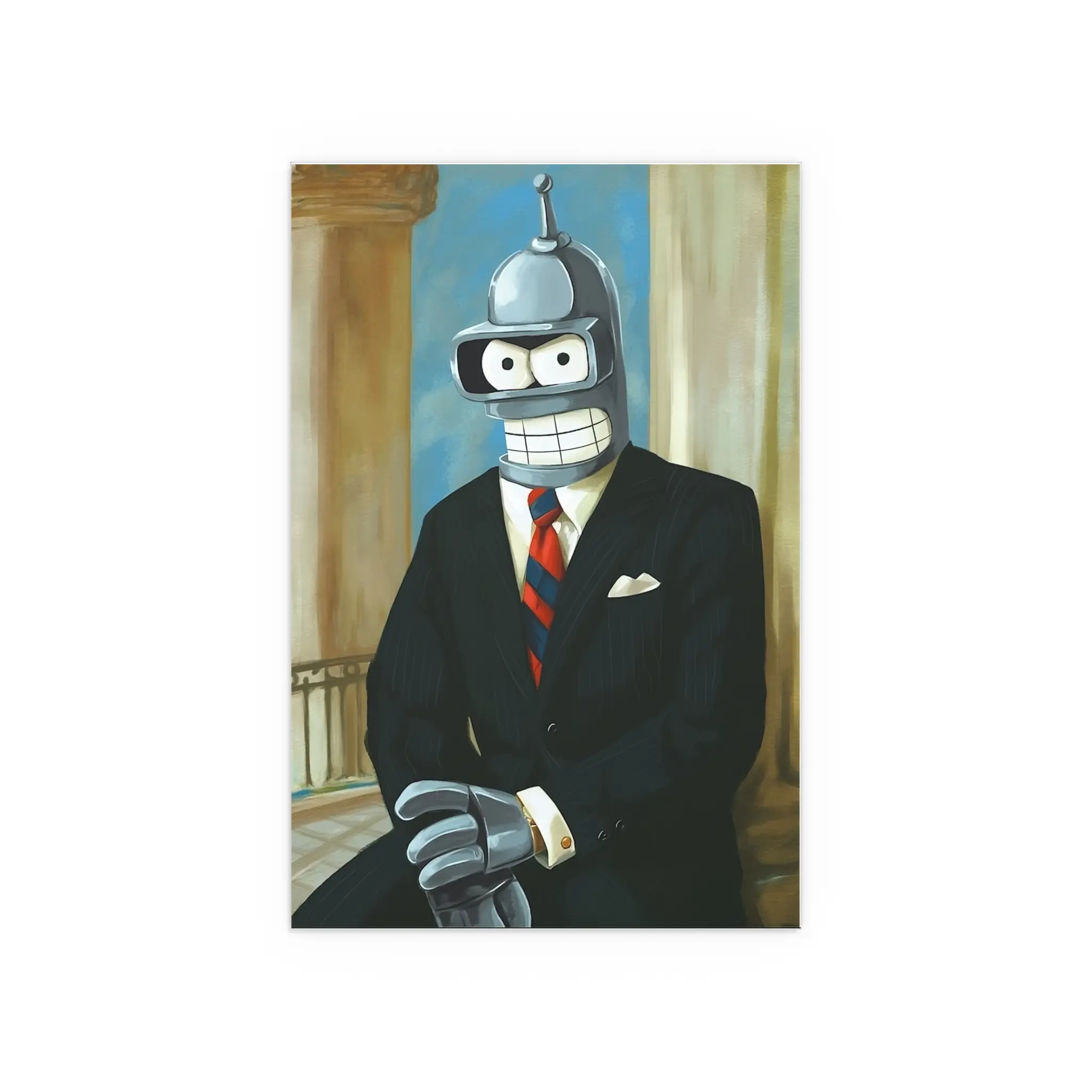 Futurama Bender as Ronald Reagan Famous Presidential Portrait Poster Art