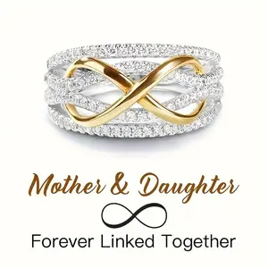 [Infinite Love Zirconia Inlaid Ring] Exquisite Zirconia Inlaid Infinite Love Ring for Women, Elegant Ring for Marriage, Engagement and Promise