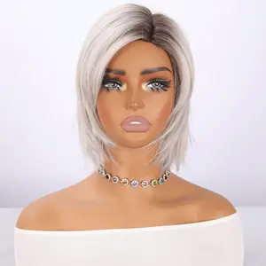 SMILCO/10Inch Ombre Brown Ash Platinum Short Bob Wig/SM491
