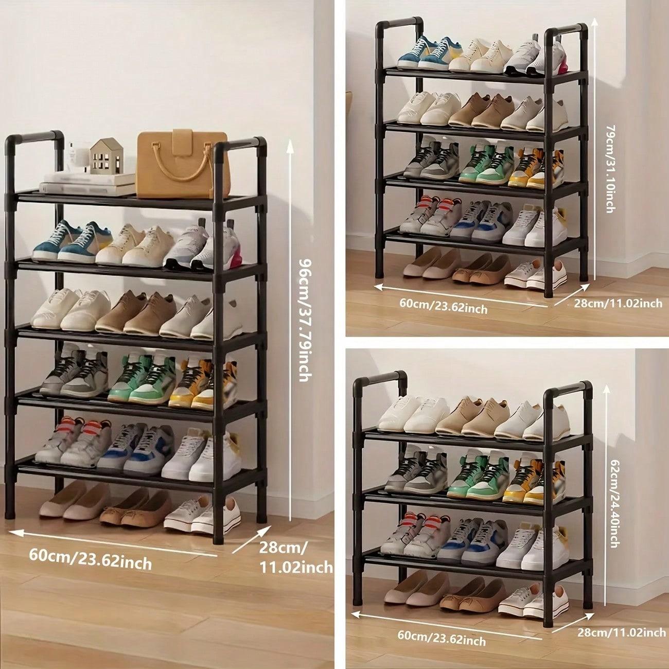 TAIMASI 1pc Multi-Layer Shoe Rack, Black Shoe Storage Stand, Simple Household Shoe Storage And Organization, Multifunctional Storage Shelf, Space Saving Shoe Rack, Suitable For Doorway, Bedroom, Corridor