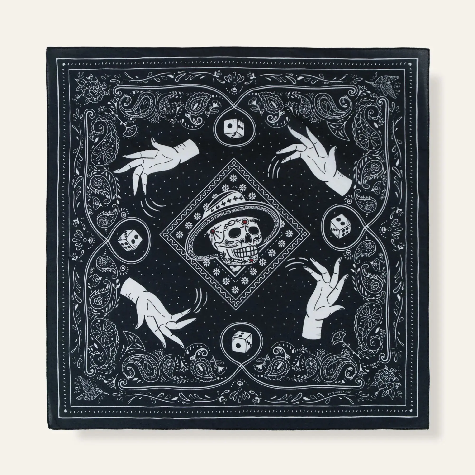 Heritage Cotton Square Scarf - Roll the Dice | Black