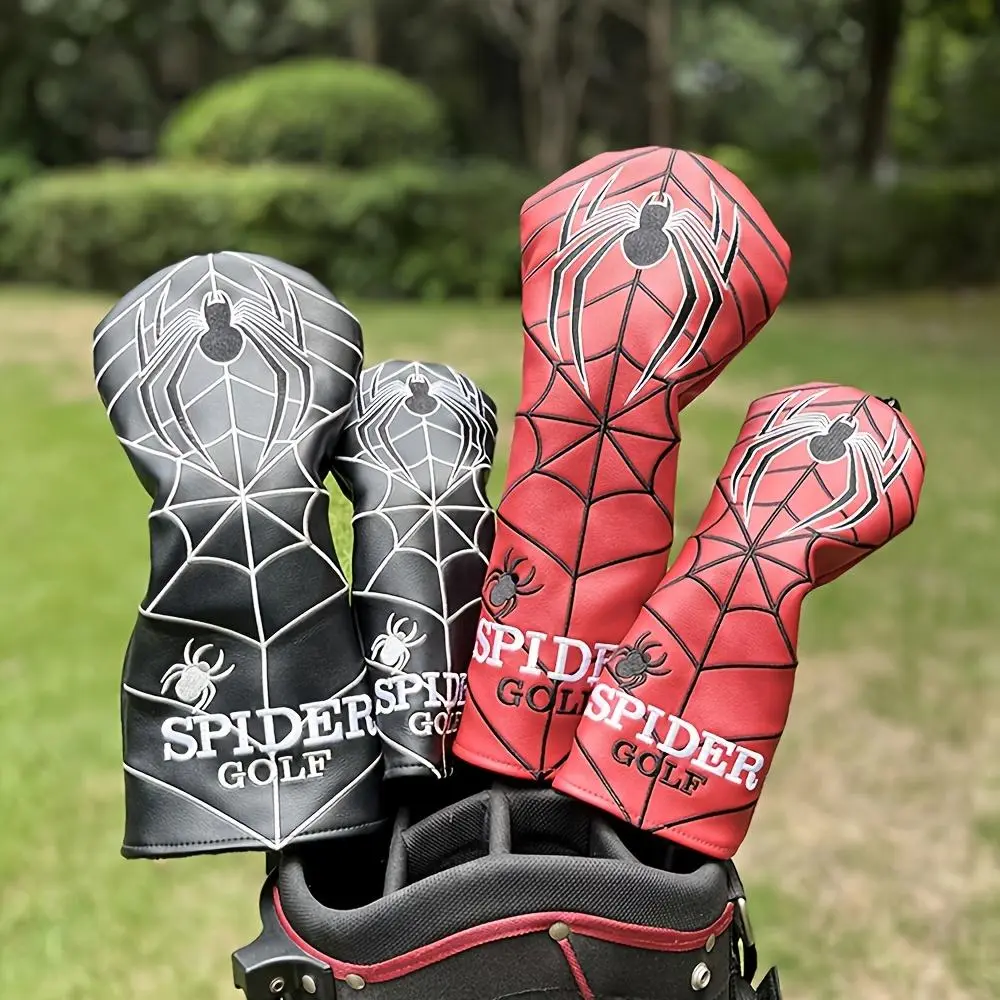 Spider Embroidery Golf Club Head Covers, Golf Driver Head Cover, Supplemental Golf Accessories for Men & Women, Golf Gifts, Golf Equipment