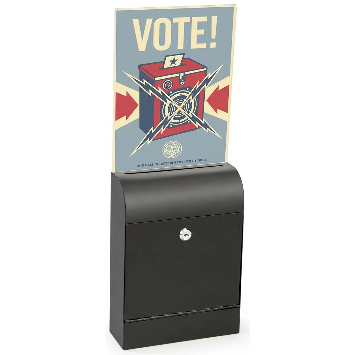 Metal Ballot Box w/ 8 x 11 Acrylic Sign Holder & Lock, Wall or Countertop