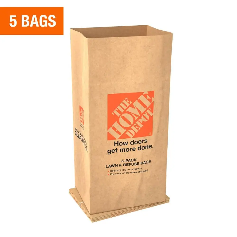 30 Gal. 2-Ply Paper Lawn and Leaf Bags, Durable and Tear-Resistant, Self-Standing, 10-Count for Lawn and Leaves Disposal, Moist or Dry Refuse Disposal