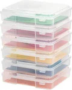 IRIS USA Board Game Storage Containers, 6-Pack |Made in USA| Organizers with Built-In Handle & Snap-Tight Lid for Puzzles, Scrapbook, and Fits 8.5" x 11" or A4 Papers, Thick - Clear