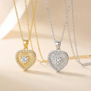 Women's Long Elegant Love Heart Necklace Set, Iced-Out Chain & Link Costume Jewelry, Daily Fashion Accessory, Cute Gift for Girls | Spring Glow Up Necklinphalt,summerwins