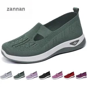 Woven orthopedic breathable soft shoes hiking anti-skid foam shoes hands-free anti-skid sports shoes construction support sports shoes