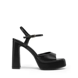 Dream Pairs Women's Y2K Platform Heels Block Heel Sandals Square-Toe Single-Band Sandals, Cloud-Cushion Insole, Feather-Light Lift, Anti-Slip Sole, Party-Ready Glam