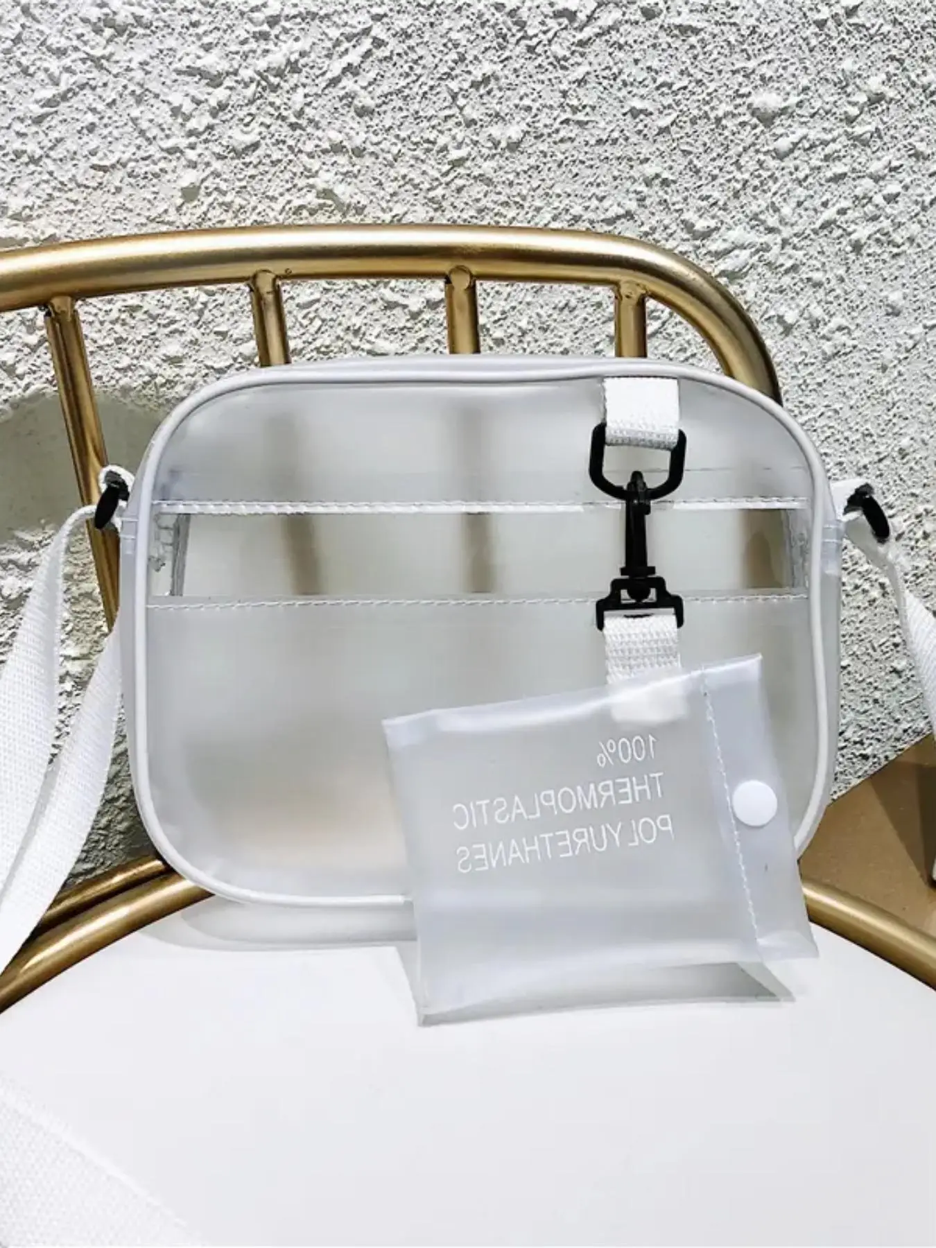 Women's Transparent Crossbody Bag with Small Pouch, Minimalist Plain Zipper Crossbody Bag with Small Coin Purse, Casual Versatile Crossbdoy Bag for Da