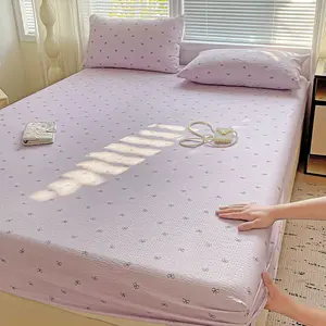 3pcs Heart Bow Dot  fitted  sheet Set, 1 fitted sheet + 2 Pillowcases, Soft Breathable Mattress Protector, Universal Theme