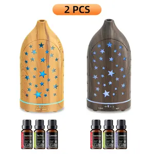 Hollow  Design Aromatherapy Diffuser Set  2PCS Auto Shut-Off Humidifier for Serene Yoga, Spa, and Bedroom Ambiance