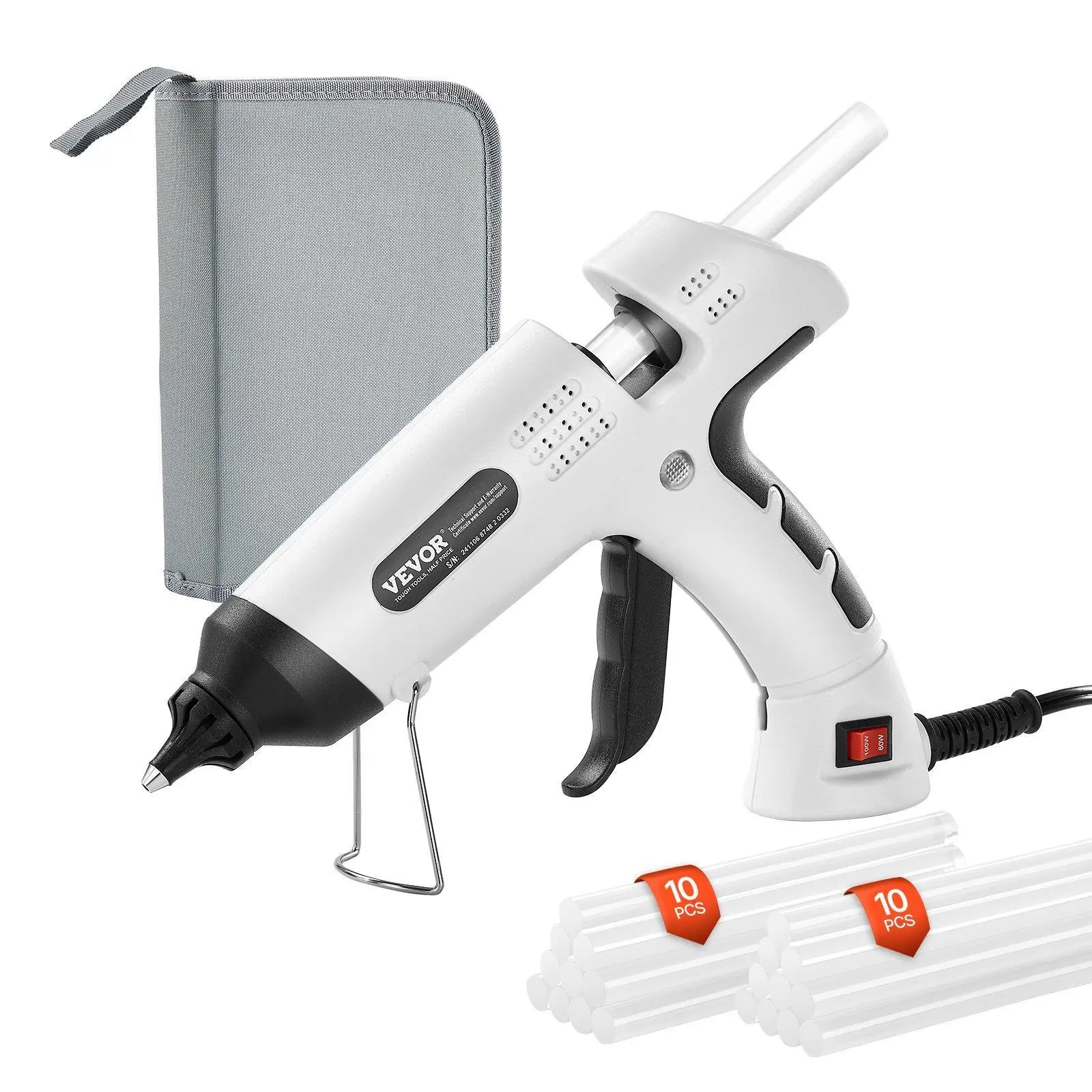 VEVOR Mini Hot Glue Gun - 60-100W Dual Power, 20 Glue Sticks, Heavy Duty Dripless Tip, Adhesives-Compatible, Ceramic Thermal Components, Oxford Construction, Bagged & Protected, for Home, Wood/Metal/Ceramic Projects, Father's Day Gift