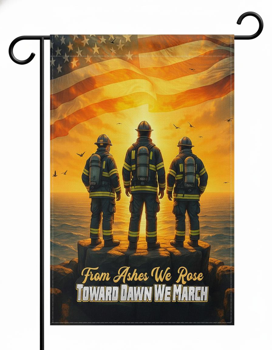 FLAGMEUP8386 Memorial Firefighter Garden Flag 12x18 Inch – Double Sided Yard Flag, Firefighter Tribute, Patriotic Outdoor Decor