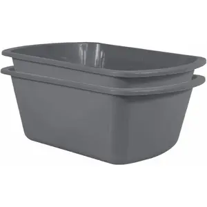 Wash Basins – Rectangular Plastic Hospital Bedside Soaking Tub [2 Pack] Small 7 Quart Graduated Bucket - Portable Washbasin for Washing, Cleaning, Foot Bath, Washing Dishes, Face Cleansing Bowl