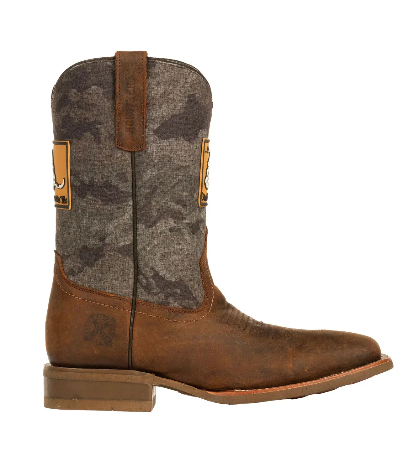 Howitzer Men's Leather Western Pull-On Boots - Freedom Don't Tread Stars & Stripes Design, Square Toe, Goodyear Welt, Made in USA, Block Heel, Casual, Leather Uppers, Rubber Sole, American Traditional, Urban Cowboy Footwear, Western Elegance
